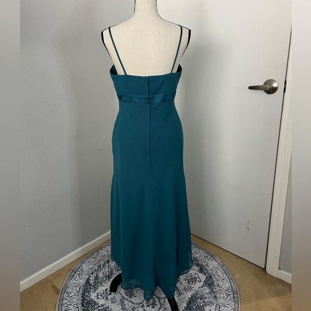Alfred Angelo Teal Green Chiffon Midi Dress - Size 8 - Picture 2 of 4